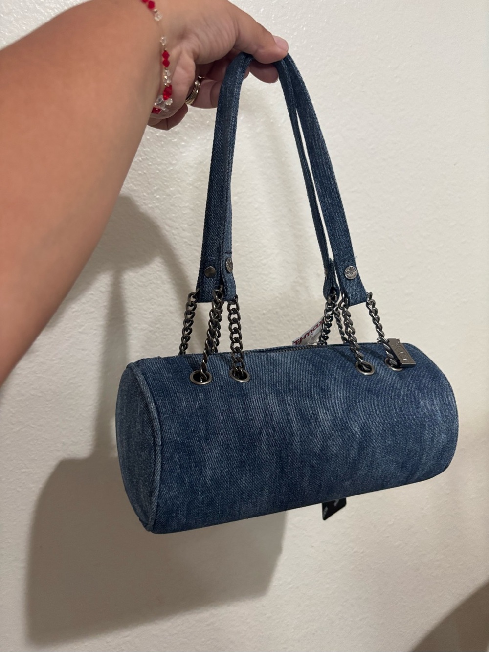 Von Dutch Denim Barrel Shoulder Bag in Blue - Picture 4 of 10